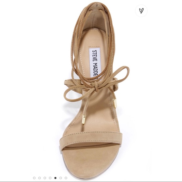 BNWOB Steve Madden Presidnt Sand Suede Leg Wrap Heels, Size 5.5 - Picture 5 of 12